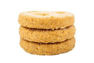 Danish shortbread cookies close-up, macro of cookies, pastries, cookies on a white background, isolate, catalog photo of food