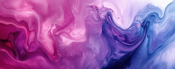 Obraz premium Abstract colorful background, fluid art in shades of purple, pink, and blue with organic shapes and soft gradients, creating a dreamy and ethereal feel