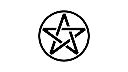 Pentagram symbol, black isolated silhouette