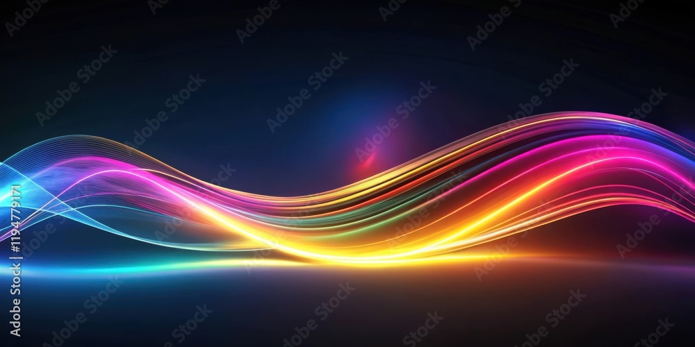 Fototapete abstract vibrant waves of light energy flowing dynamically across a dark background