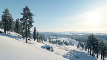 Obraz premium Snowy Mountain Forest Landscape