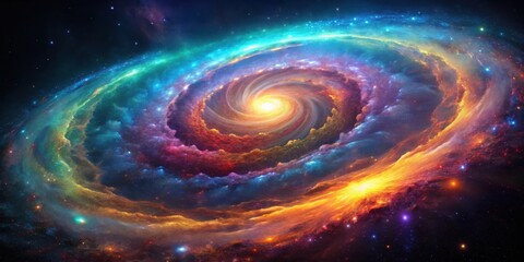 Obraz premium A Cosmic Dance of Vibrant Nebulae and Celestial Swirls in a Faraway Galaxy