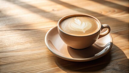 Aromatic Latte Art in Sunlight on Wooden Surface