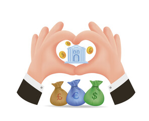 Accumulation of money, economy, profitable investment of cash, bank.  Vector image