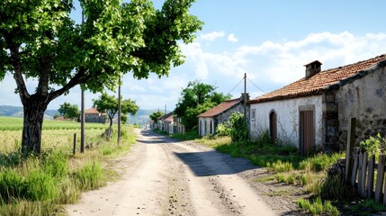 Fototapeta premium Peaceful Country Village Road
