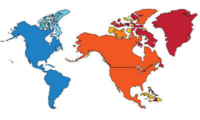 Map of North America, isolated on white background. Vector EPS.10