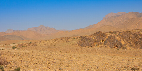 Fototapeta premium Arid landscape of the Sahara desert in eastern Morocco