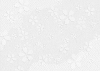 Fototapeta premium 桜の模様と和紙の背景 白