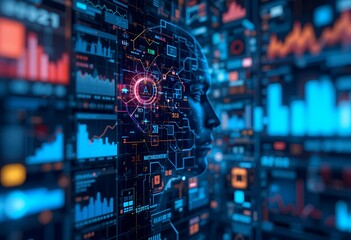 Fototapeta premium AI-Powered Data Analysis Dashboard Illustration