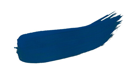 Hand drawn blue brush stroke isolated on transparent background.