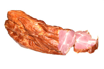 Boiled and smoked pork neck lies on a PNG background.