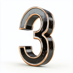 Number 3 on a white background. Perfect for design projects, symbols, or concepts with a natural touch