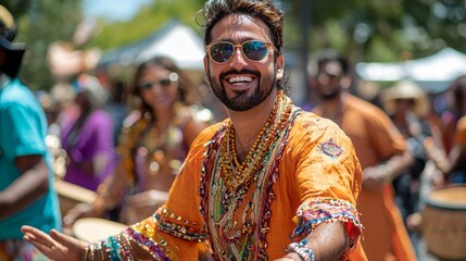 Colorful attire and lively music fill the air as participants celebrate at Channukafest