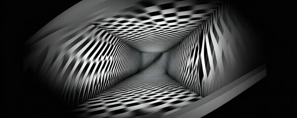 A geometric illusion with shifting patterns of lines and gradients, 4k photo.