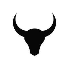 Bull Head Skull vector illustration, Cow head Silhouette Design