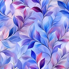 Seamless Abstract Pattern with Purple and Blue Leaves on Soft Background for Decorative Use in Art and Design Projects