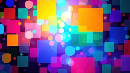 Colorful Geometric Abstract Art - Dynamic Circles & Squares
