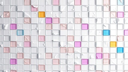 Colorful Tiles on White Wall - AI Photo