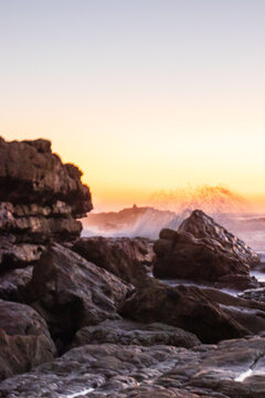 Sunrise over ocean at the South Coast of South Africa, located at Orange Rocks, Uvongo in Margate