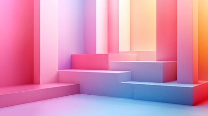 Abstract Pastel Colored Geometric Steps Background