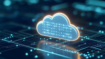 Abstract Digital Cloud Storage Concept with Network Connections and Futuristic Technology Visuals