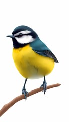 Obraz premium Great Tit Bird on White Background