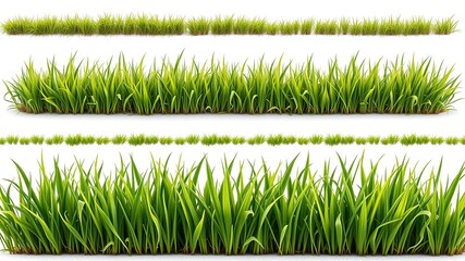 Grass Borders - Short, Medium Lengths - Realistic PNGs