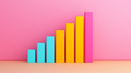 Business growth visualization office infographic colorful bar graphs modern workspace progress tracking concept