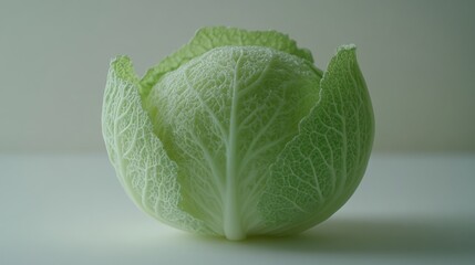 Fresh and Vibrant Green Cabbage Isolated on Light Background