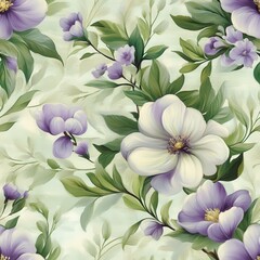 Obraz premium Beautiful Spring Flowers Pattern with Seamless Design for Elegant Backgrounds and Textiles