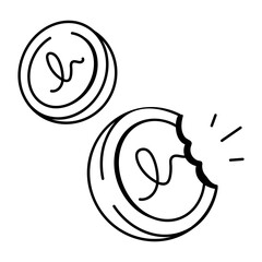 Casino tokens icon in hand drawn style 
