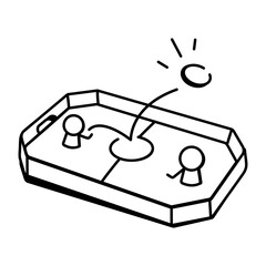Table soccer game icon in doodle style 
