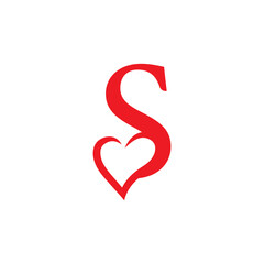 initial letter S with love valentine day