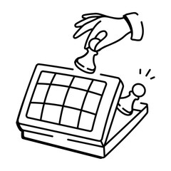 Placing pawn in a chess box, doodle style icon
