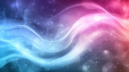 Fototapeta premium Vibrant Light Waves in Blue and Pink with Sparkling Bokeh Effects