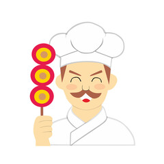 Chef holding food vector illustration