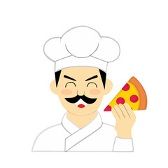 Chef with a Pizza vector illustration