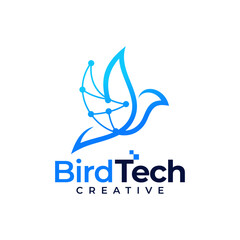 Bird Tech Logo Design Vector Illustration
