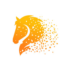 Horse Head Pixel Gradient Logo Design Vector Symbol Illustration