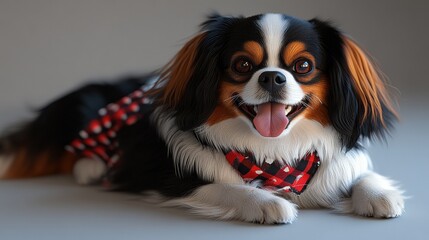 Adorable dog with vibrant fur and playful expression posing indoors