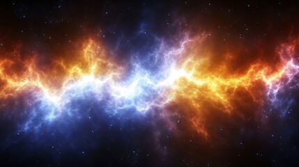 Naklejka premium Abstract fiery and icy energy clashing in space.