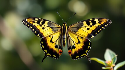 Naklejka premium Scarce Swallowtail Butterfly - Detailed Close-up, Bright Colors, Nature Photography