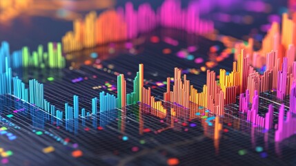 Vibrant data visualization trends modern technology infographic digital environment close-up insights and analytics