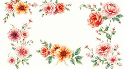 Vintage Floral Watercolor Frames - Bright & Bold, High-Quality Images