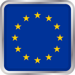 European Union flag icon on a transparent background, featuring a rectangular shape with rounded corners. Vector icon