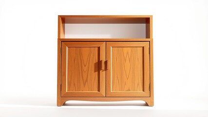 Wooden Cabinet, White Background, High-Quality, Bright, Detailed, Photorealistic