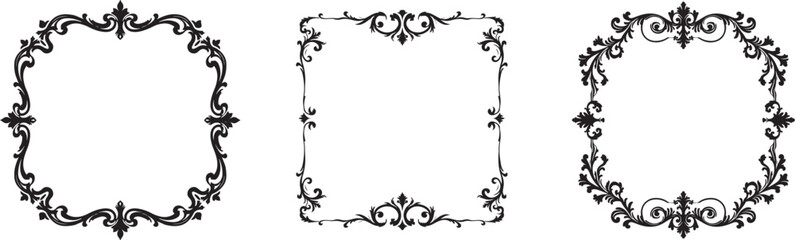 Silhouette set of Decorative Frames vector illustration with white background