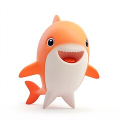 Obraz premium cute orange shark fish on white background