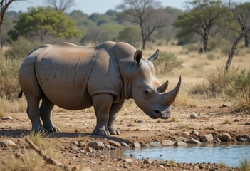 Obraz premium white rhino in the savannah