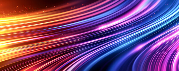 Fototapeta premium A vibrant blend of colorful waves and streaks of light creating a dynamic visual effect.